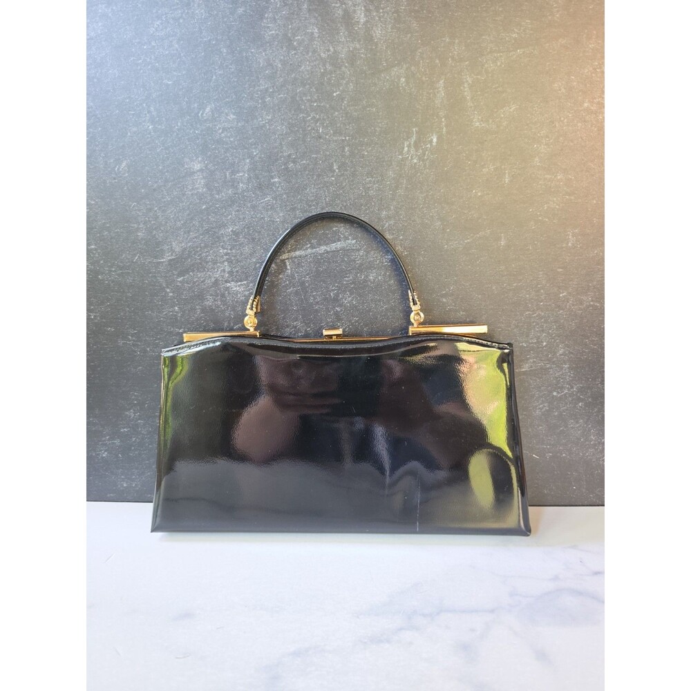 Ande Black And Gold Tone Metal Clutch Vintage